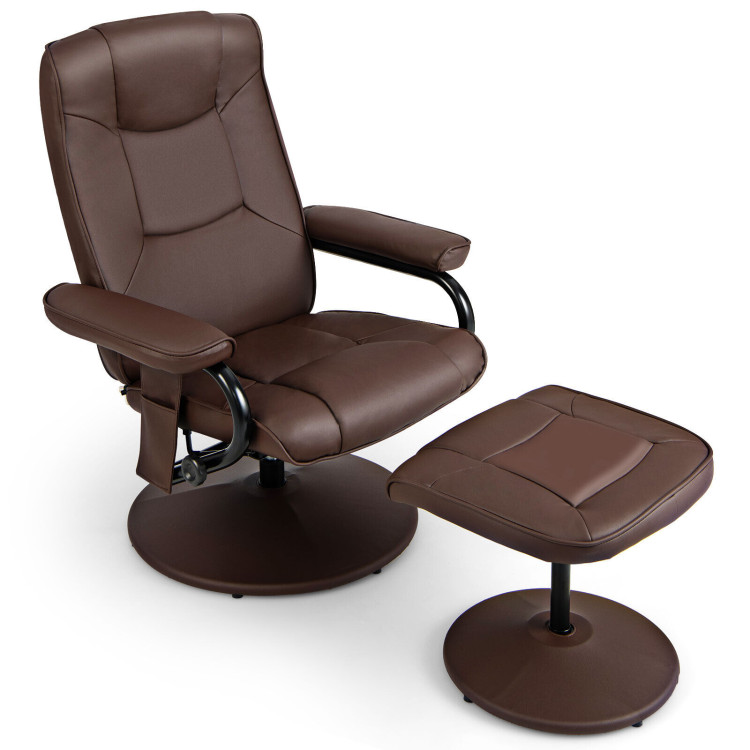 360°Swivel Massage Recliner Chair with Ottoman-BrownCostway Gallery View 1 of 10